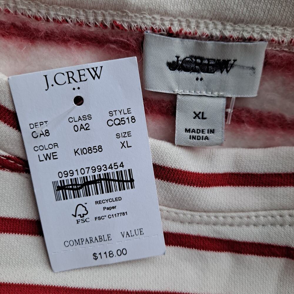 NWT J. Crew Striped Le Weekend Graphic Loose Sweatshirt Red White Womens Size XL - Picture 9 of 13